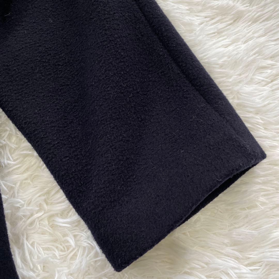 IENA ノーカラービーバーショートコート ネイビー 38