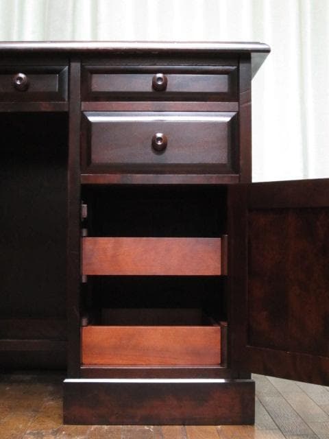 北海道民芸家具 樺 無垢材 片袖机 デスク 書斎机 北民 ホクミン 木製机