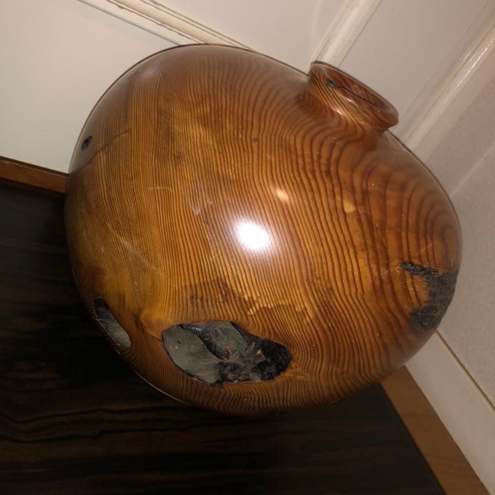 世界遺産屋久杉 芝実作　天然木オブジェくりぬき壺　屋久島　和　美木目　土埋木