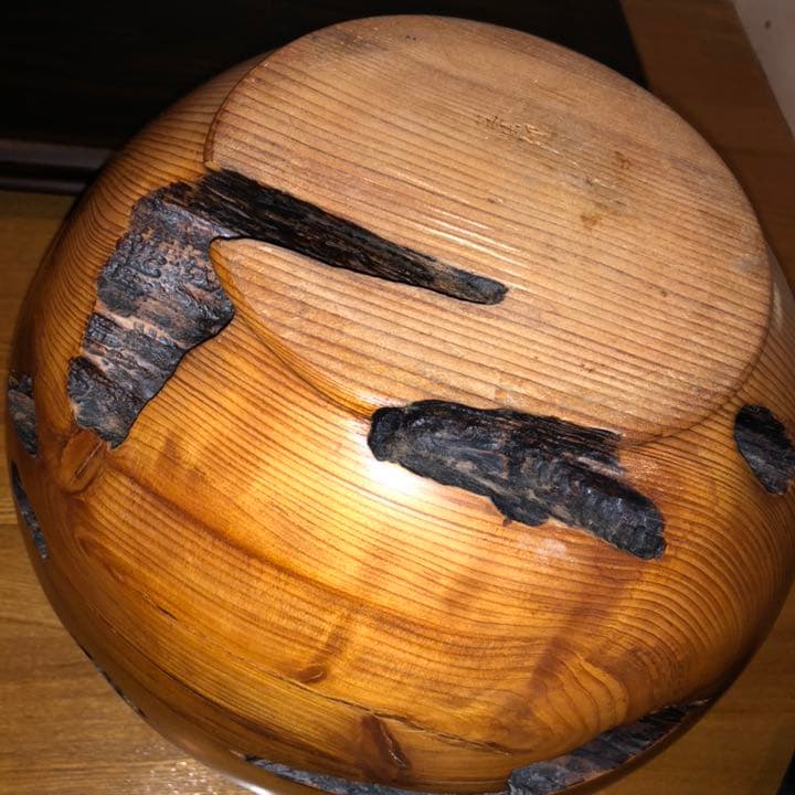 世界遺産屋久杉 芝実作　天然木オブジェくりぬき壺　屋久島　和　美木目　土埋木