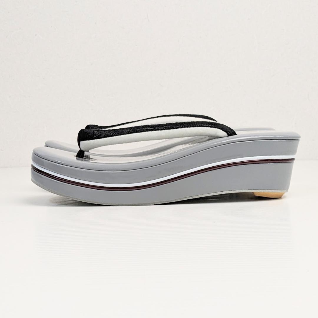 和装 草履バッグセット ジャガード 黒 グレー 薔薇 フリーサイズ u83-6