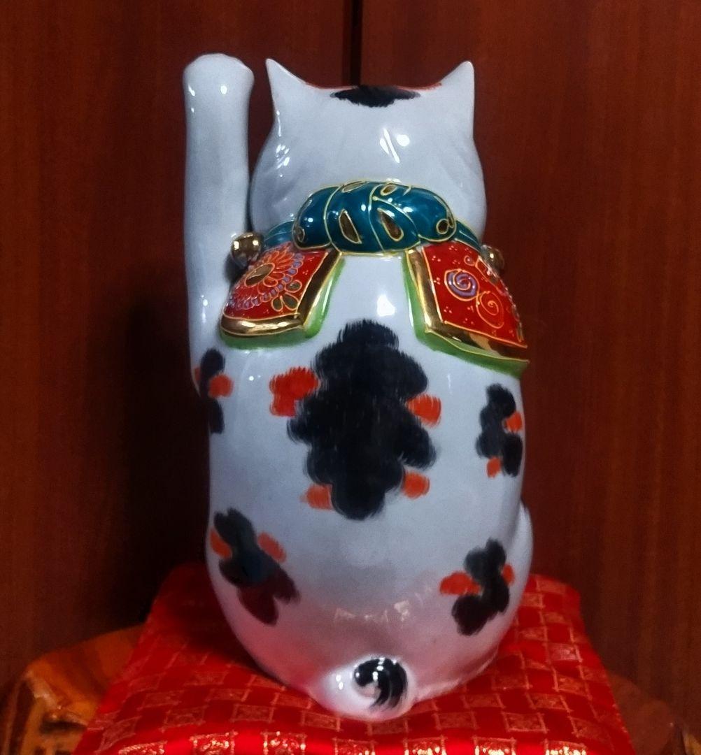 【マメルリハ様】九谷焼 招き猫 三毛盛り 10号＆赤盛７号座布団付き