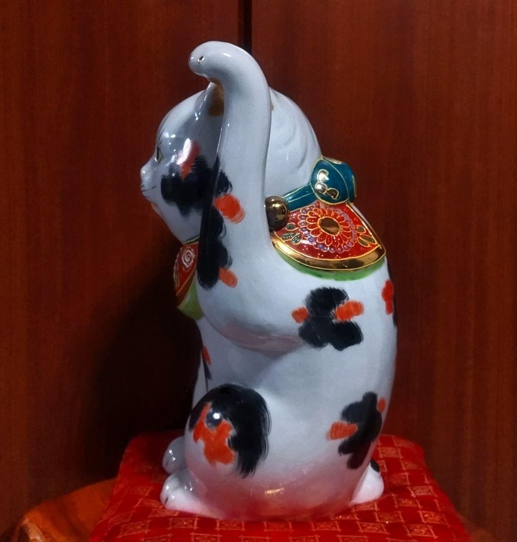 【マメルリハ様】九谷焼 招き猫 三毛盛り 10号＆赤盛７号座布団付き