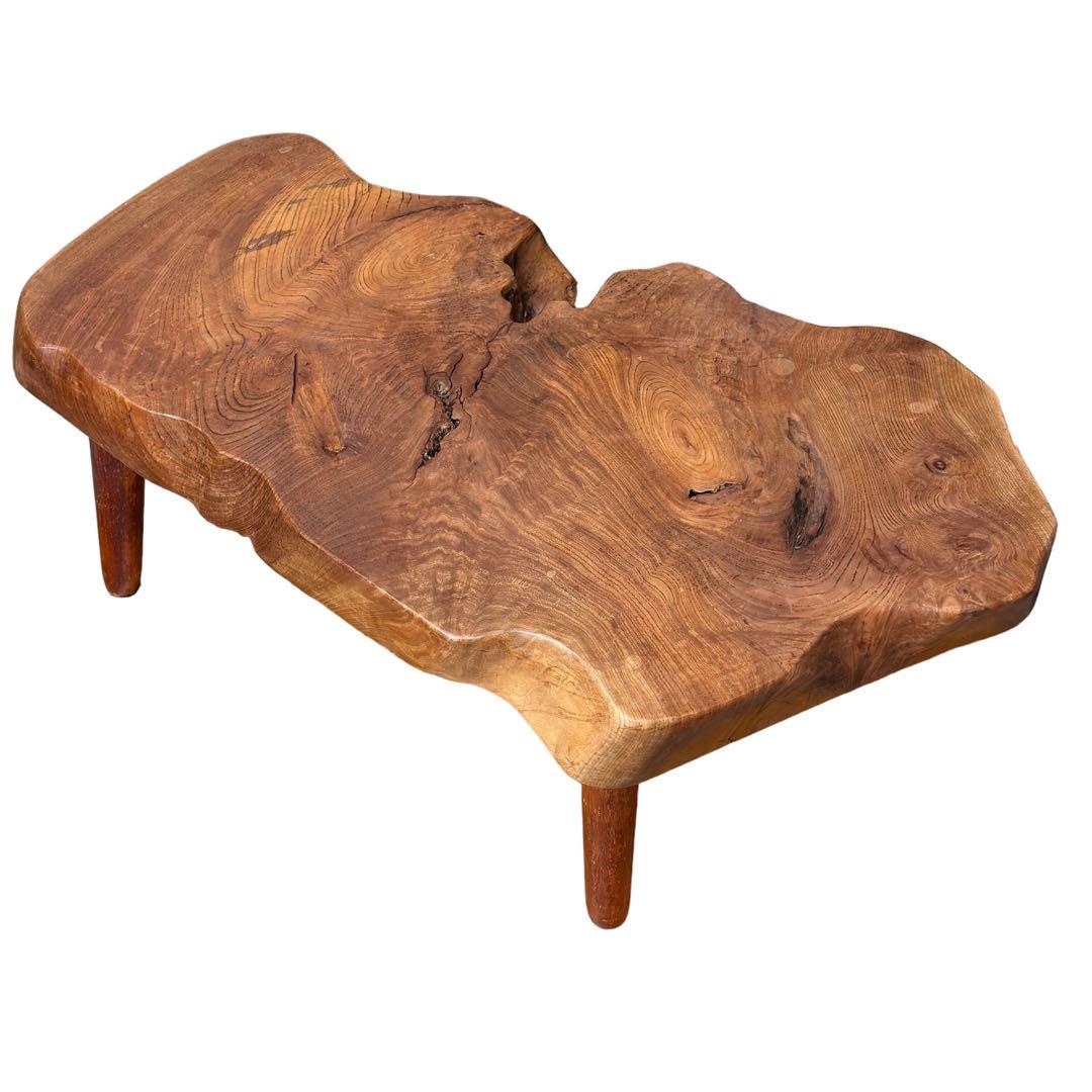 オールドチーク 総無垢 座卓 座敷机 一枚板テーブル 一点物