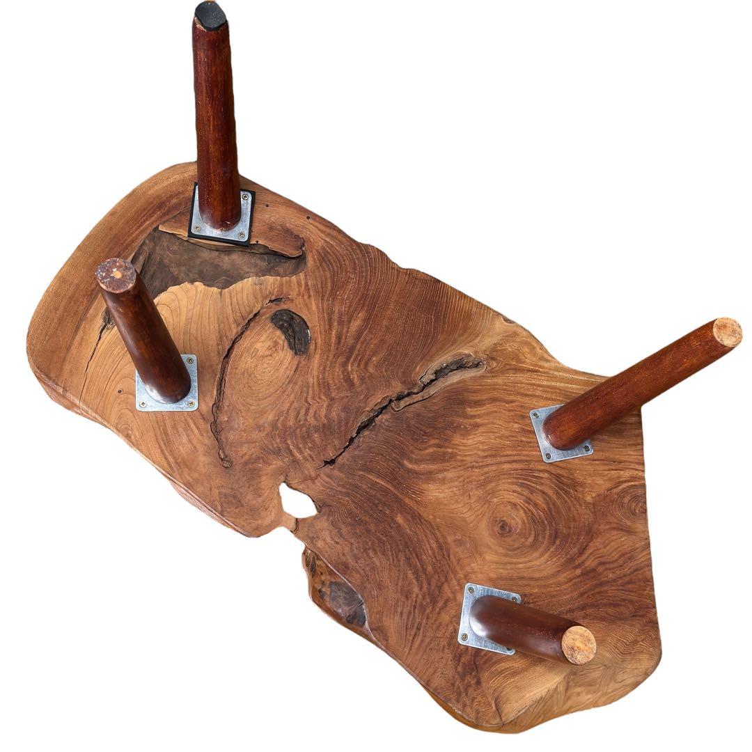 オールドチーク 総無垢 座卓 座敷机 一枚板テーブル 一点物