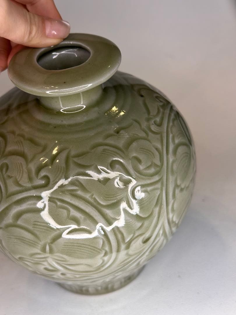 【新年セール】耀州窯 青磁 花瓶 中国古美術 时代物