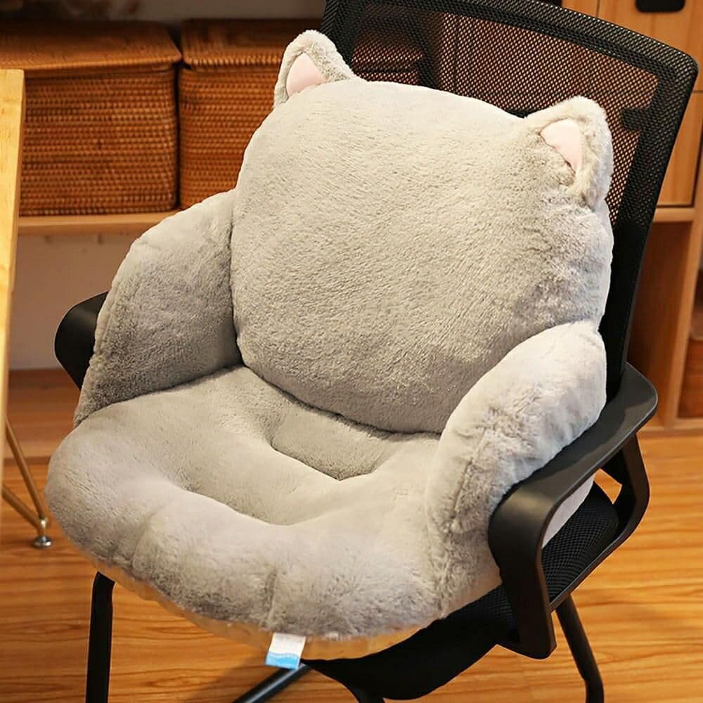 〇３個セット 猫のチェアクッション☆　椅子 クッション 座椅子 猫 グレー