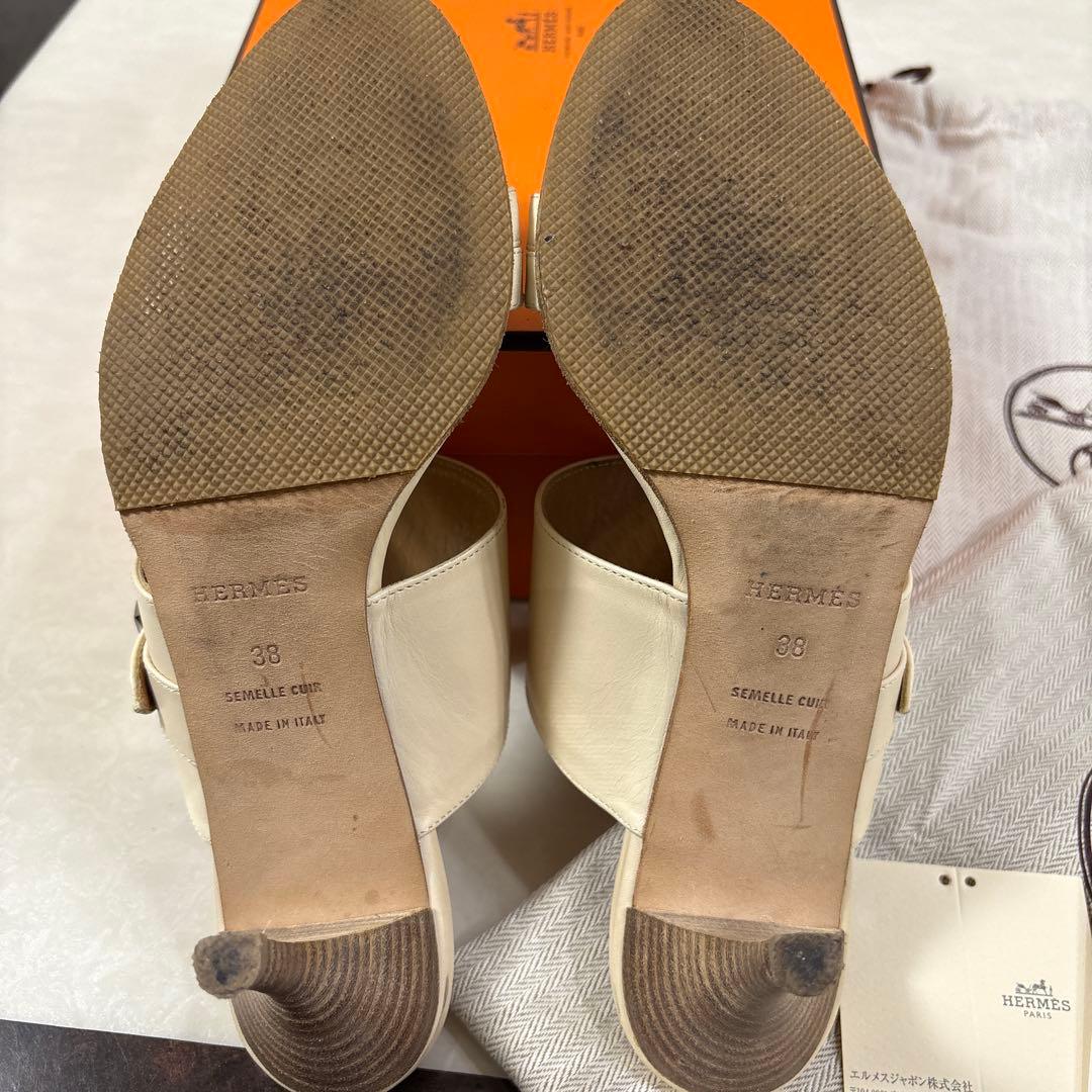 タンスノーイー( ᐪ꒳ᐪ ) HERMES アイボリー レザー ミュール