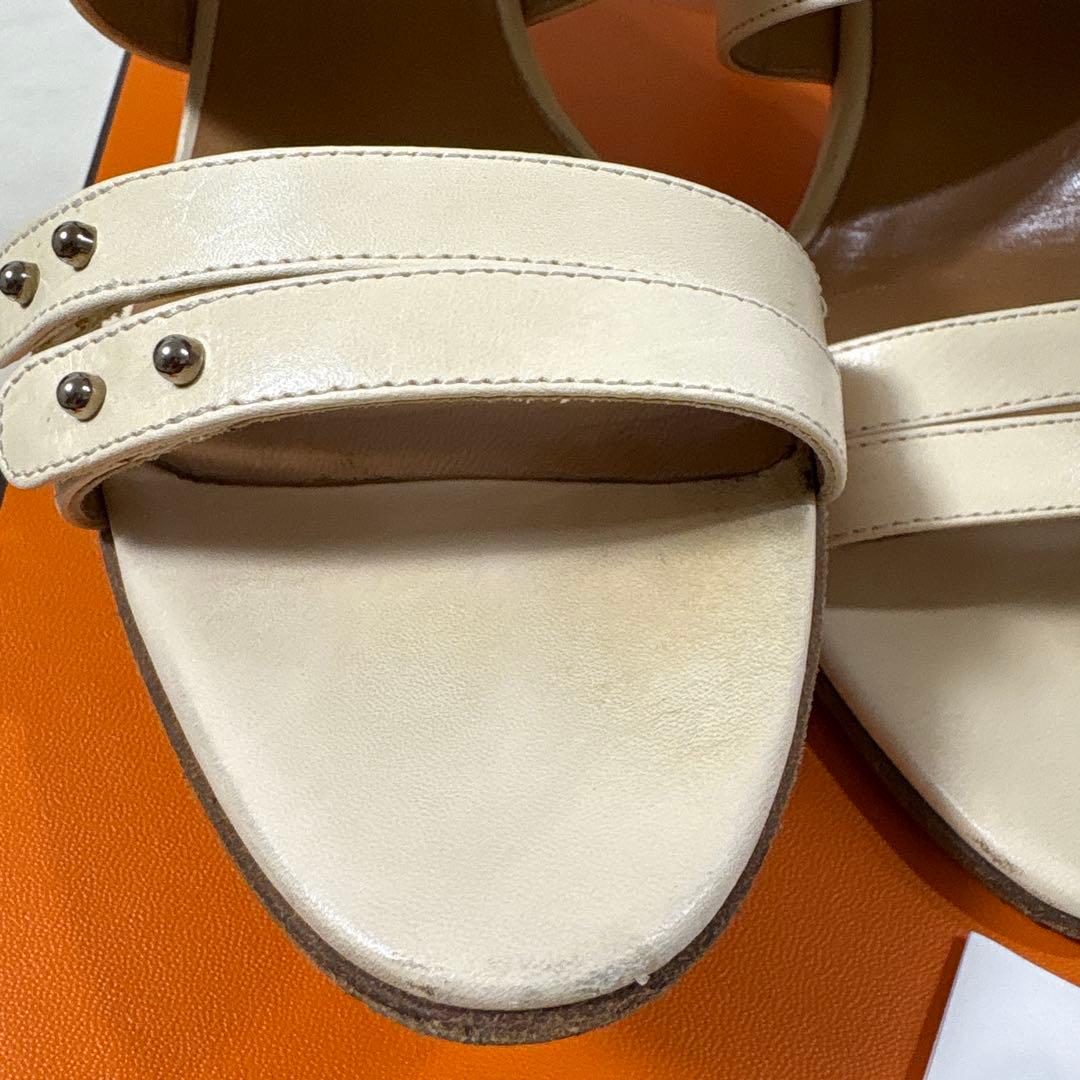 タンスノーイー( ᐪ꒳ᐪ ) HERMES アイボリー レザー ミュール