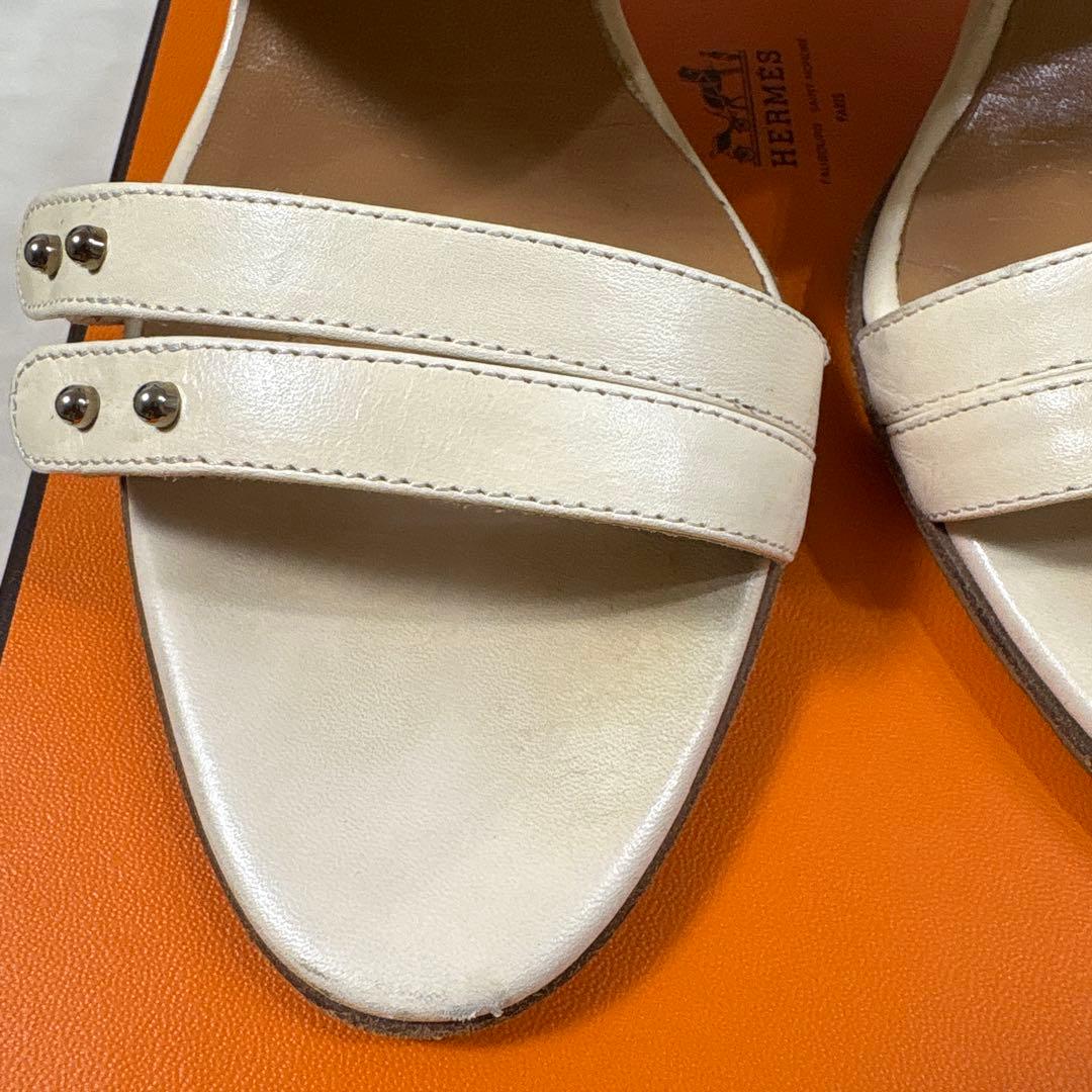 タンスノーイー( ᐪ꒳ᐪ ) HERMES アイボリー レザー ミュール