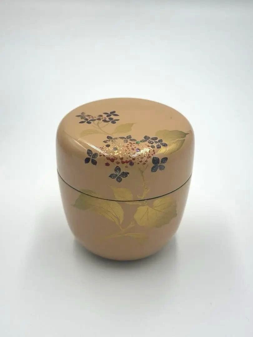 白塗　紫陽花蒔絵　中棗　松峰作　共箱作品