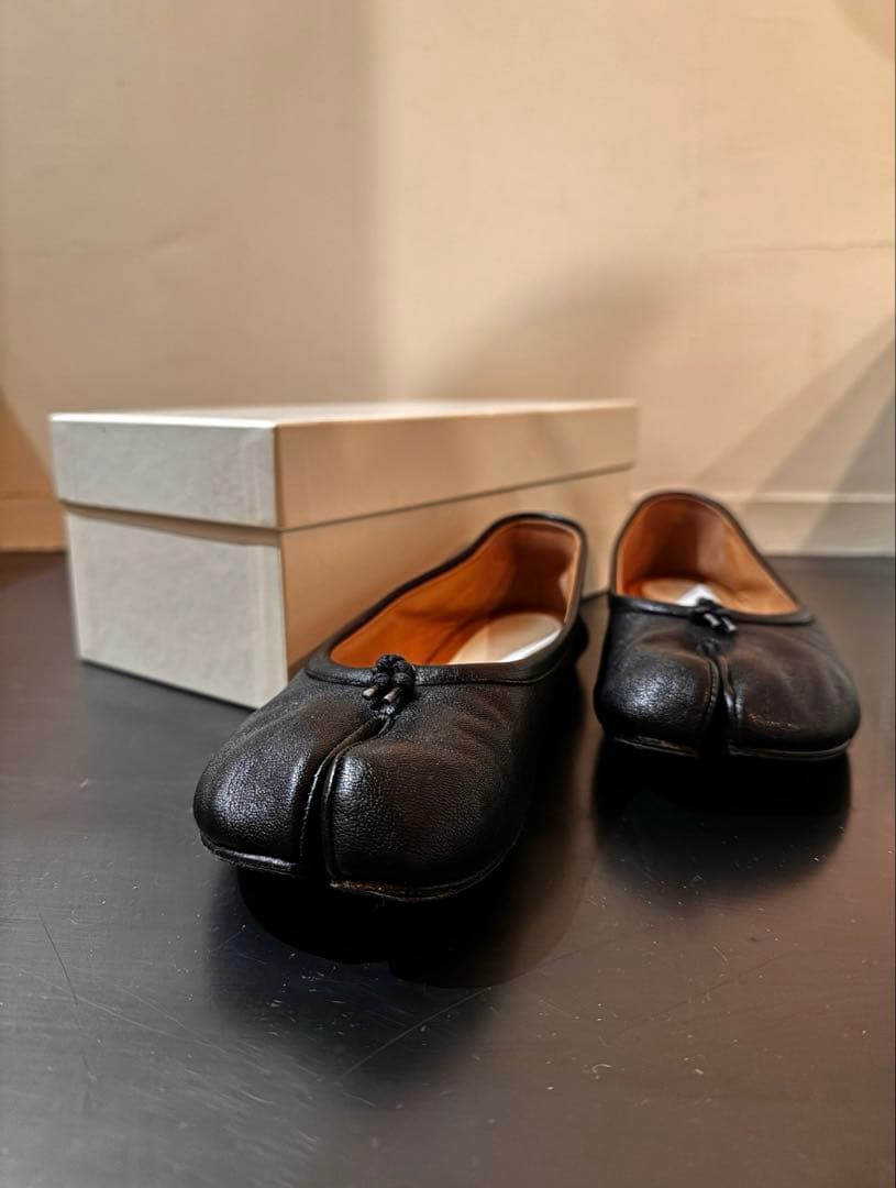 Maison Margiela Tabi バレエ ラムレザー ブラック 37.5