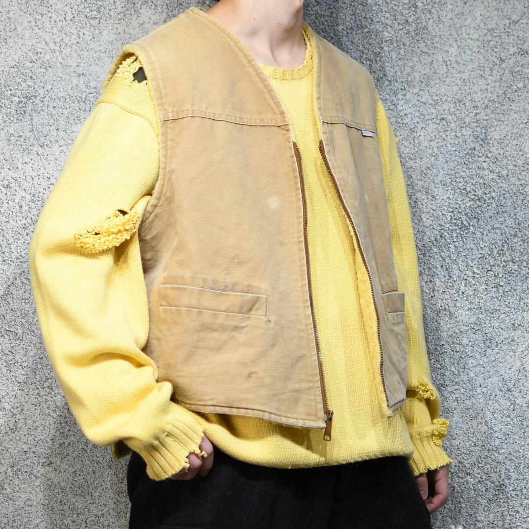 古着 オーバーサイズ Carhartt ダック生地 ベスト ボアベスト