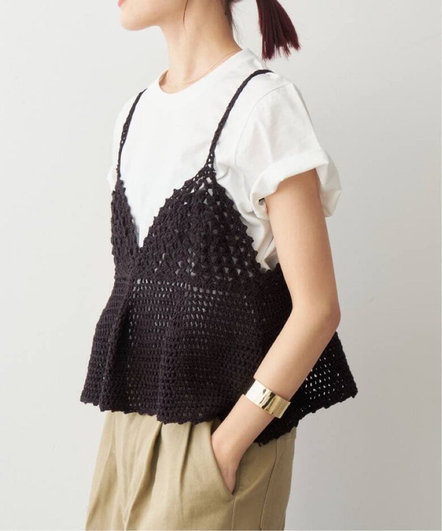 【スピックアンドスパン】クロシェニットキャミソール