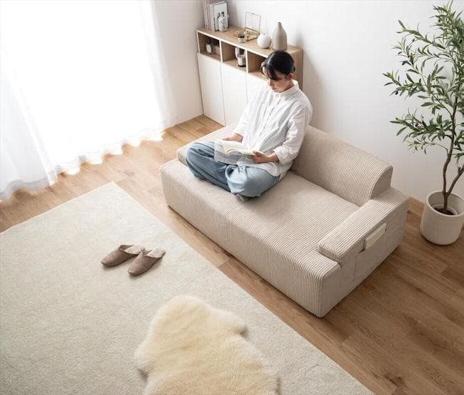 圧縮梱包２人掛けソファ幅140cm ラブソファ 滑り止め付（1253）