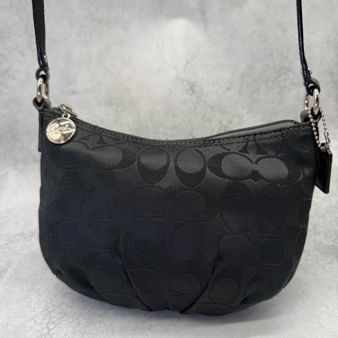 【良品】COACH コーチ ショルダーバッグ キャンバス ブラック クロスボディ