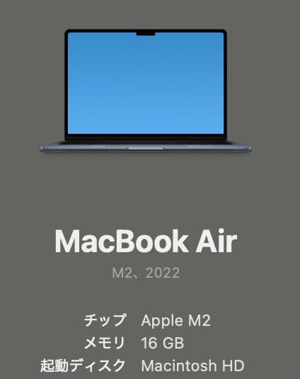 M2 MacBook Air 13インチ ミッドナイト (16GB/USキー)