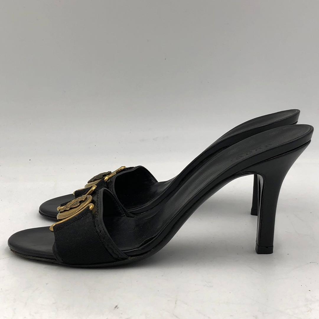 GUCCI グッチ ミュール サンダル ヒール 36 1/2 C ブラック 黒