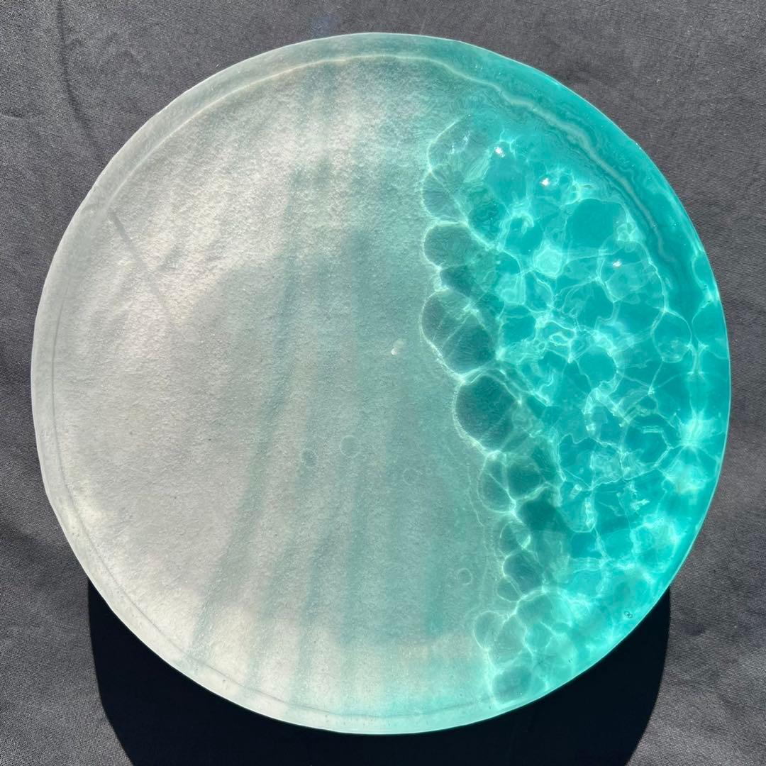 【波紋アート⑳】レジンアート／15cmまる型／枠なし