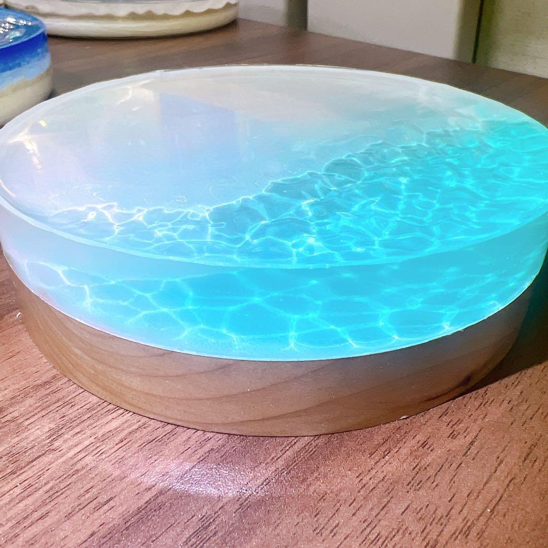 【波紋アート⑳】レジンアート／15cmまる型／枠なし