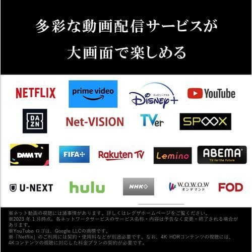 REGZA 50V型 4K液晶テレビ2023年製