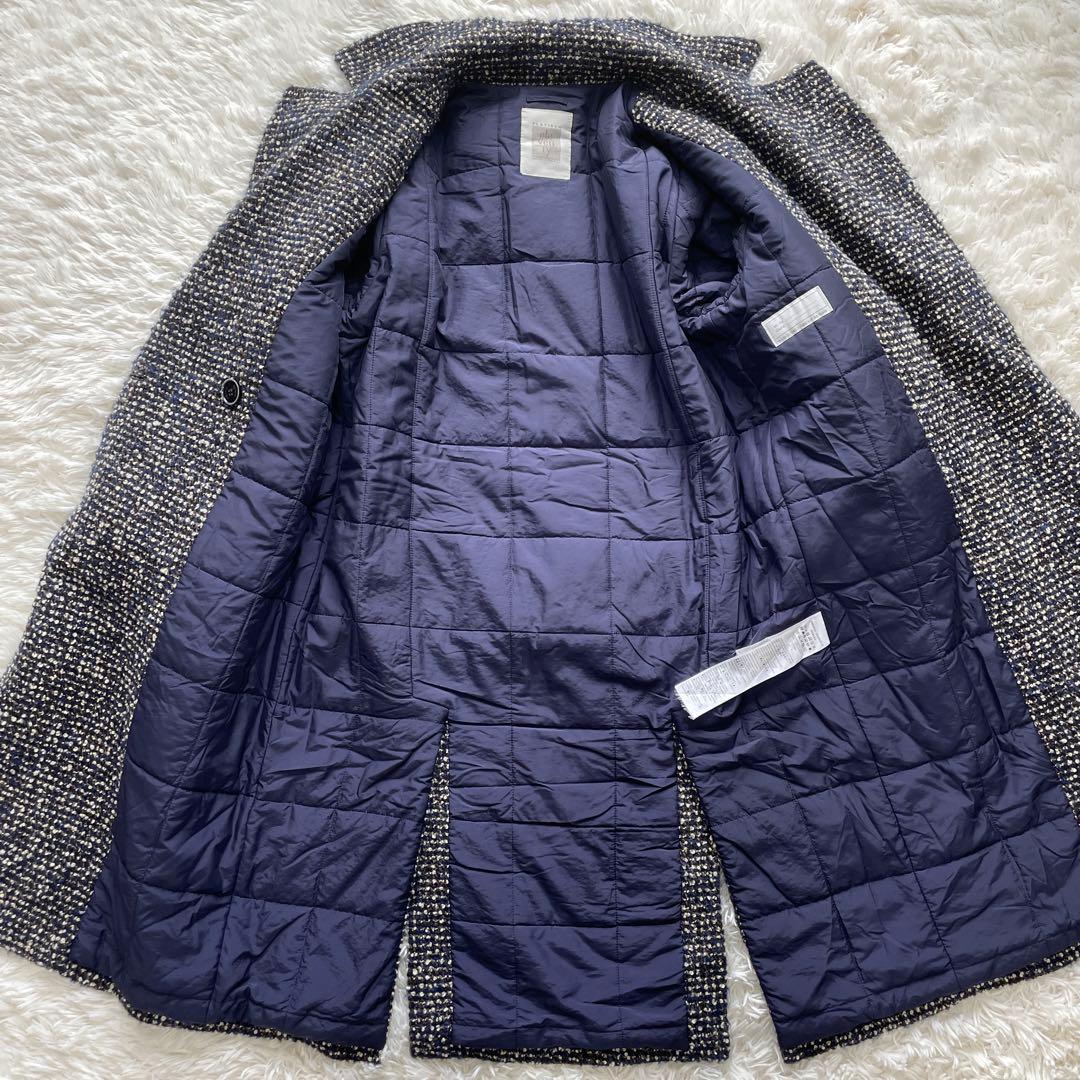 イレブンティ 伊製 ポロコート メランジ 起毛ブークレ　毛　総裏キルティング