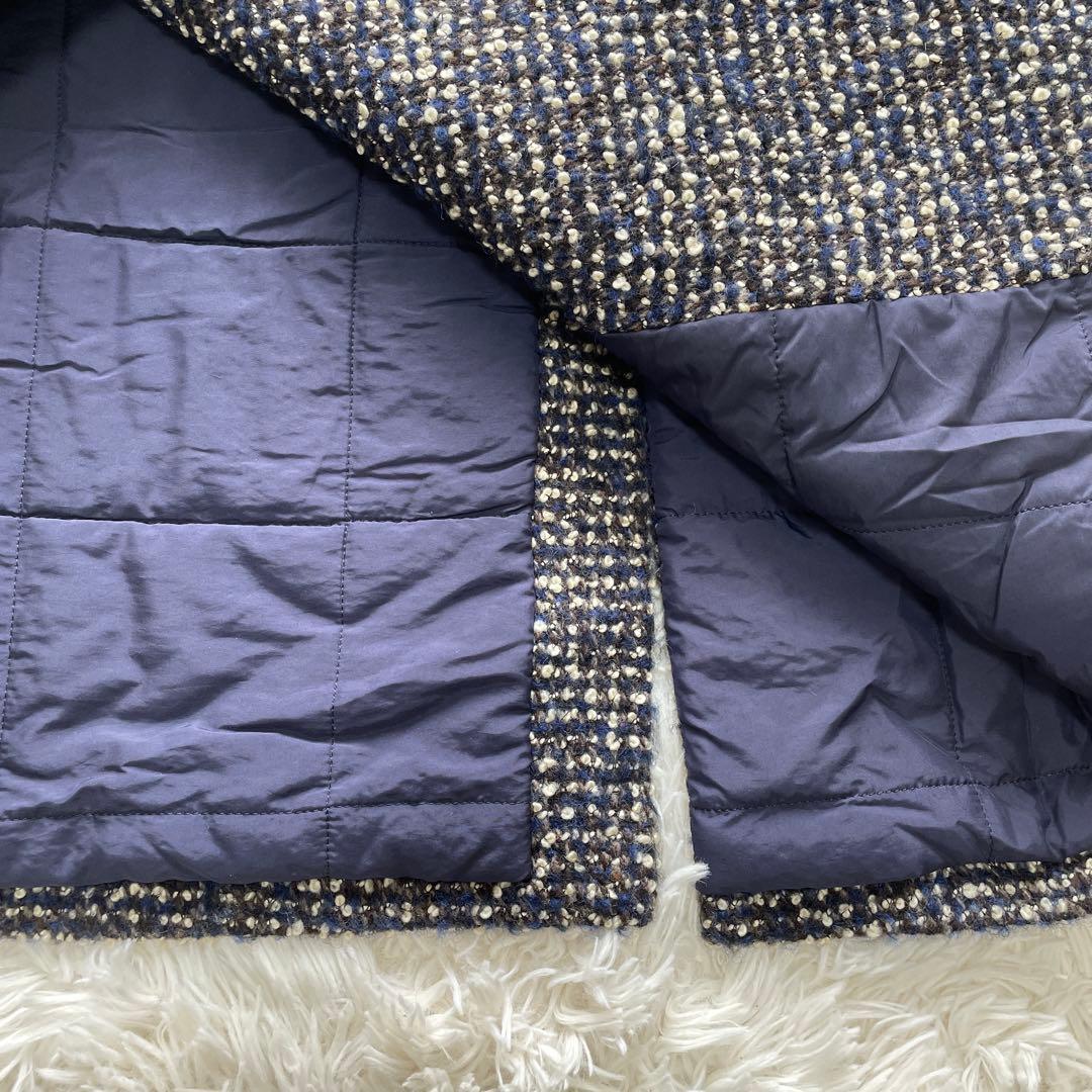 イレブンティ 伊製 ポロコート メランジ 起毛ブークレ　毛　総裏キルティング