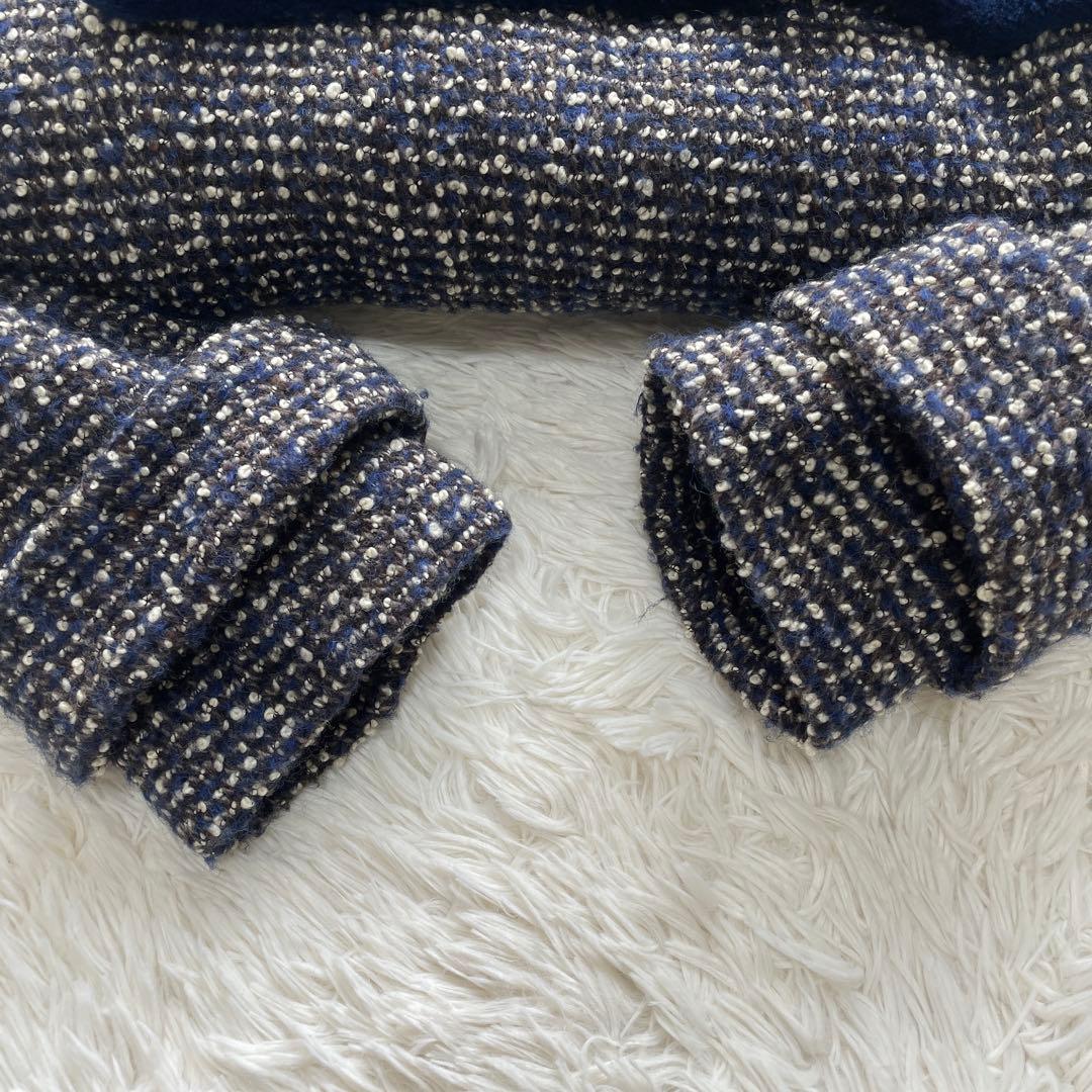 イレブンティ 伊製 ポロコート メランジ 起毛ブークレ　毛　総裏キルティング