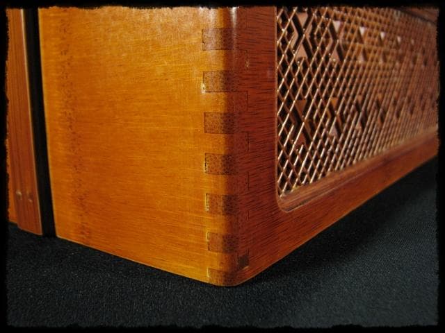 春慶 格子飾 煙草盆 組子 細工 竹 莨盆 茶道具 露地道具 f328