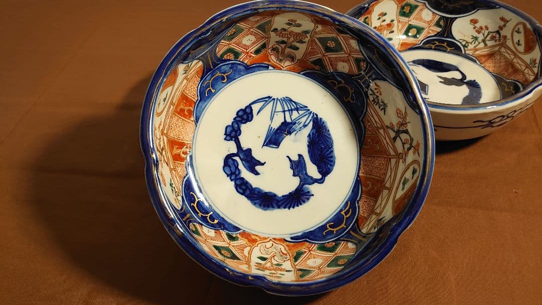 大聖寺伊万里　古伊万里　伊万里　中鉢　蔵出し　３客