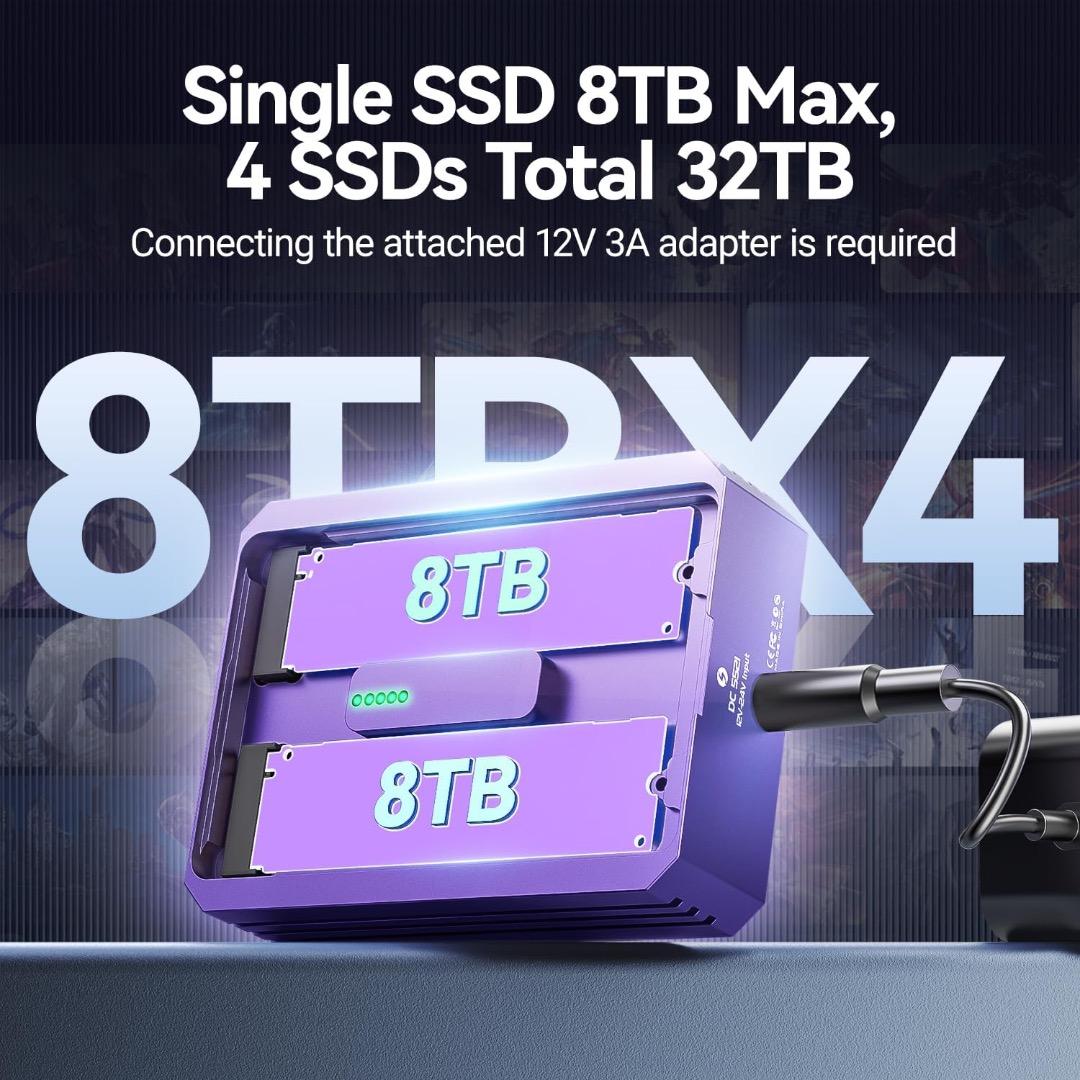 JEYI 4-bay NVME 外付けSSDケース 40Gbps DAS