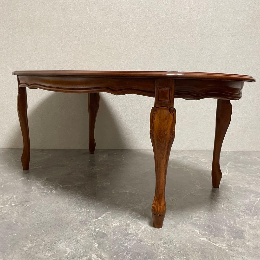 クラシカル　猫脚センターテーブル　 アンティークローテーブル オーバルテーブル