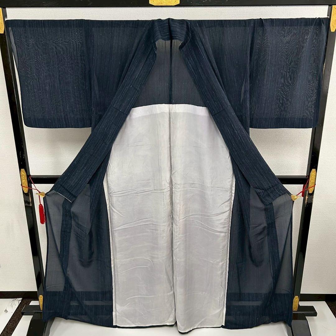 y*i様 身幅大きめ 夏着物 裄69.5紗織 藍染め やまとお誂え 希少サイズT