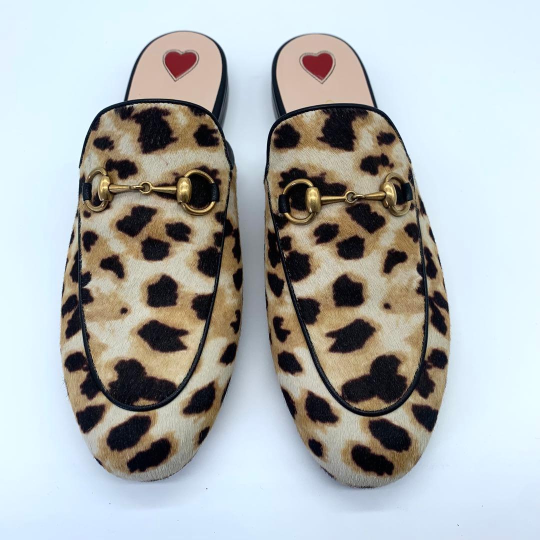 m31　グッチ プリンスタウン ミュール ホースビット はラコ ヒョウ柄