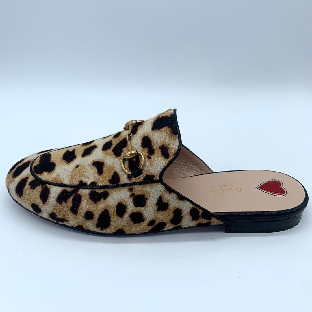 m31　グッチ プリンスタウン ミュール ホースビット はラコ ヒョウ柄