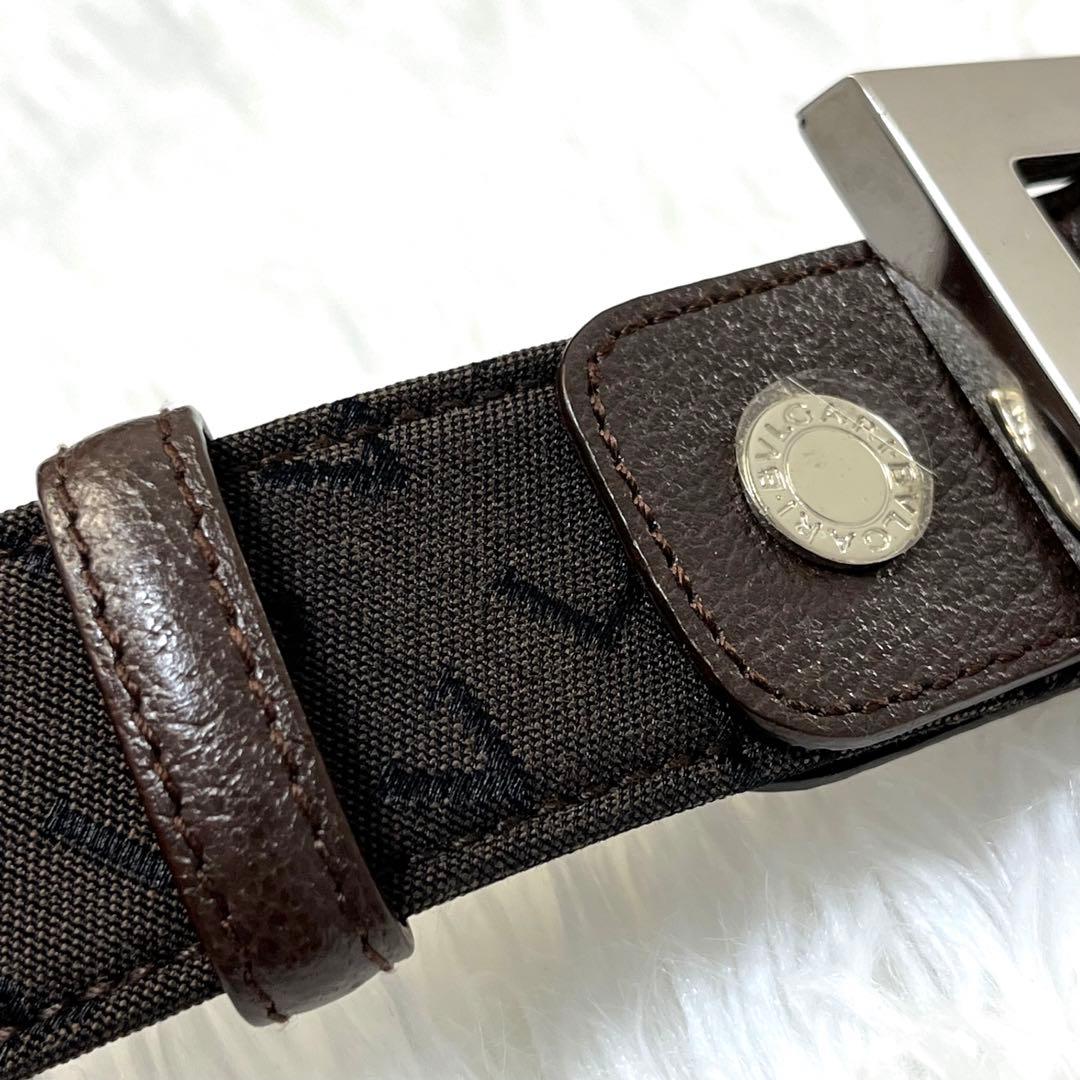 美品✨BVLGARI ブルガリ　レザー　キャンバスロゴ　ベルト　99-3.5