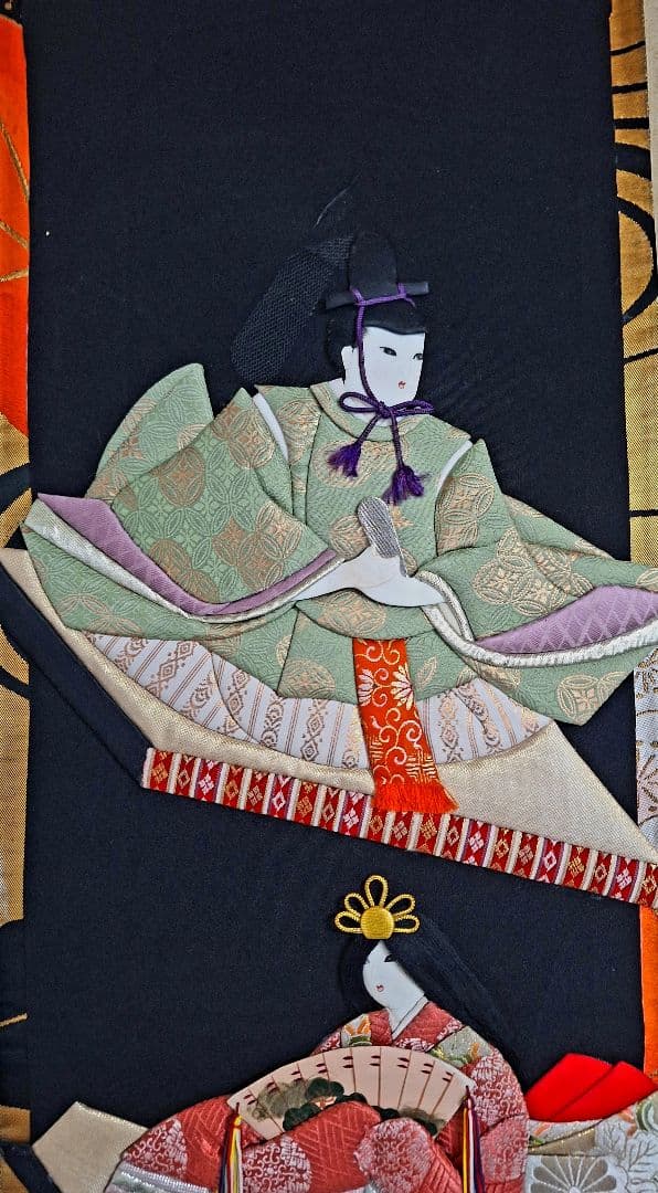 押し絵、タペストリ－、「お内裏様とお雛様」