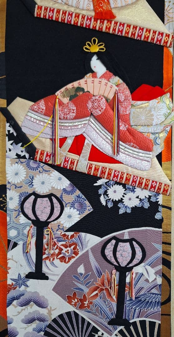 押し絵、タペストリ－、「お内裏様とお雛様」