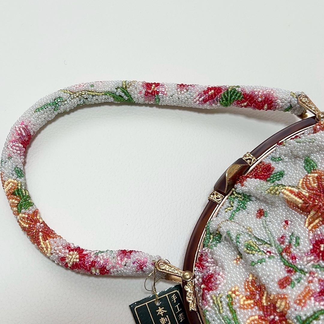 【未使用品】和装小物　和装用バッグ 総ビーズ刺繍 花柄