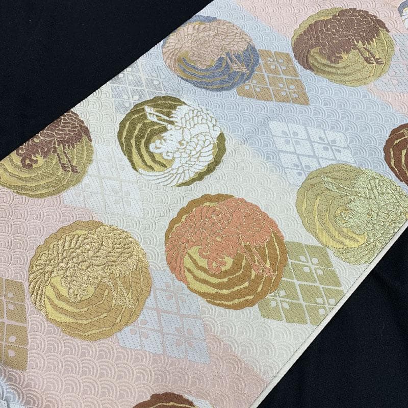 502my28◆鳳凰丸四菱文 袋帯 卒業式 入学式 式典◆美品