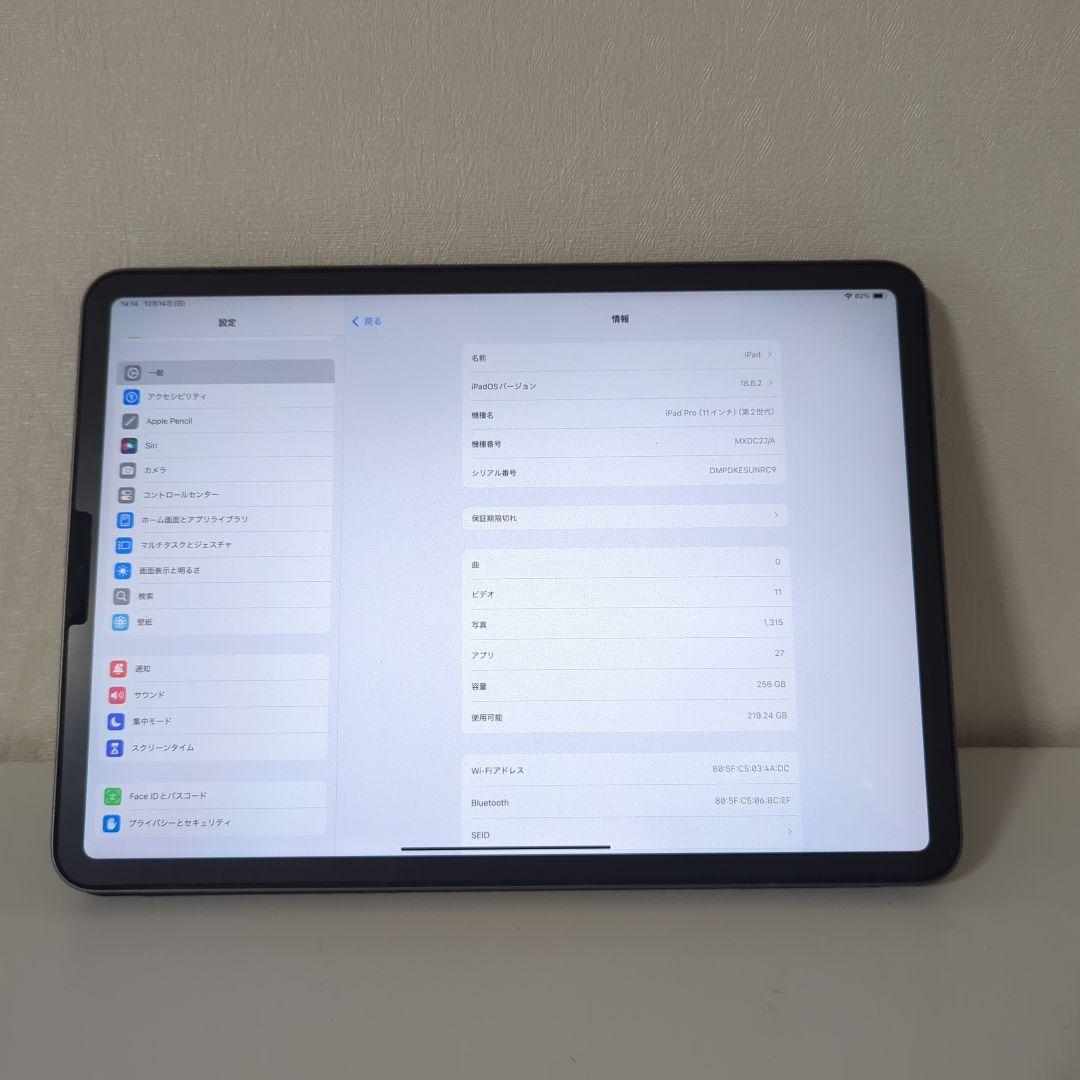 iPad Pro 11インチ（第2世代）256GB スペースグレー
