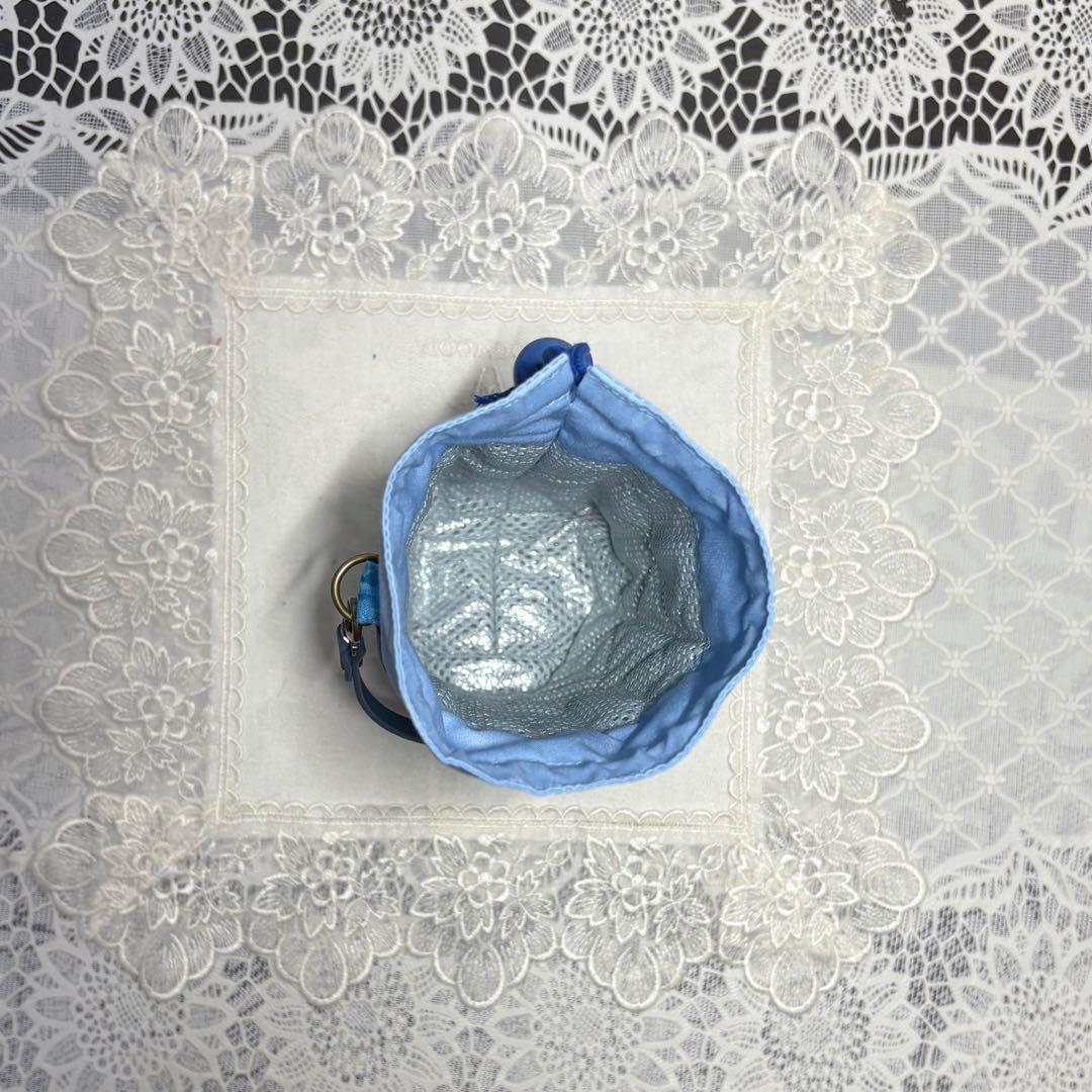 ペットボトルカバー　青い薔薇　本革持ち手　ハンドメイド