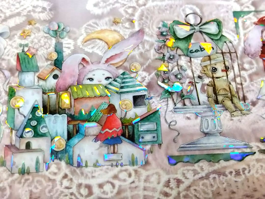 ✩のこり２✩J649＃荒野乐园(贝壳光)森遇切り売り海外人物装飾マステ