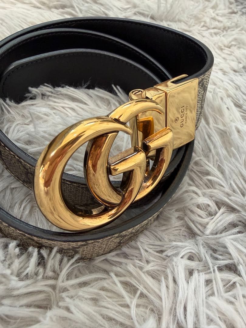 【美品】GUCCI GGマーモント リバーシブル ベルト