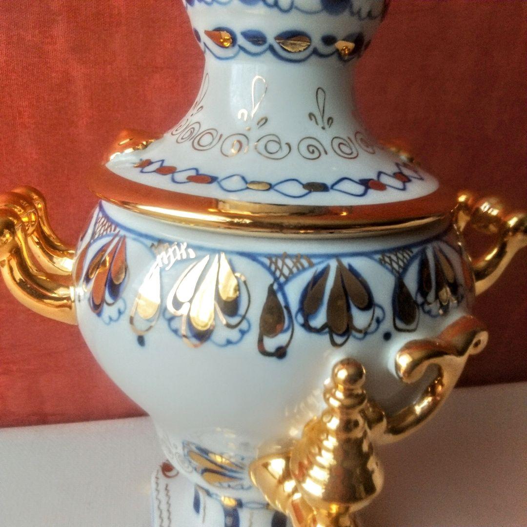 美品◆旧ソ連製◆グジェリ陶器 サモワール 置物 ヴィンテージ ハンドペイント