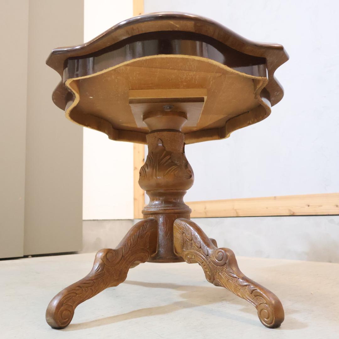 アンティーク調 カフェテーブル 円形 ロココ調 象嵌細工 エレガント 洋風