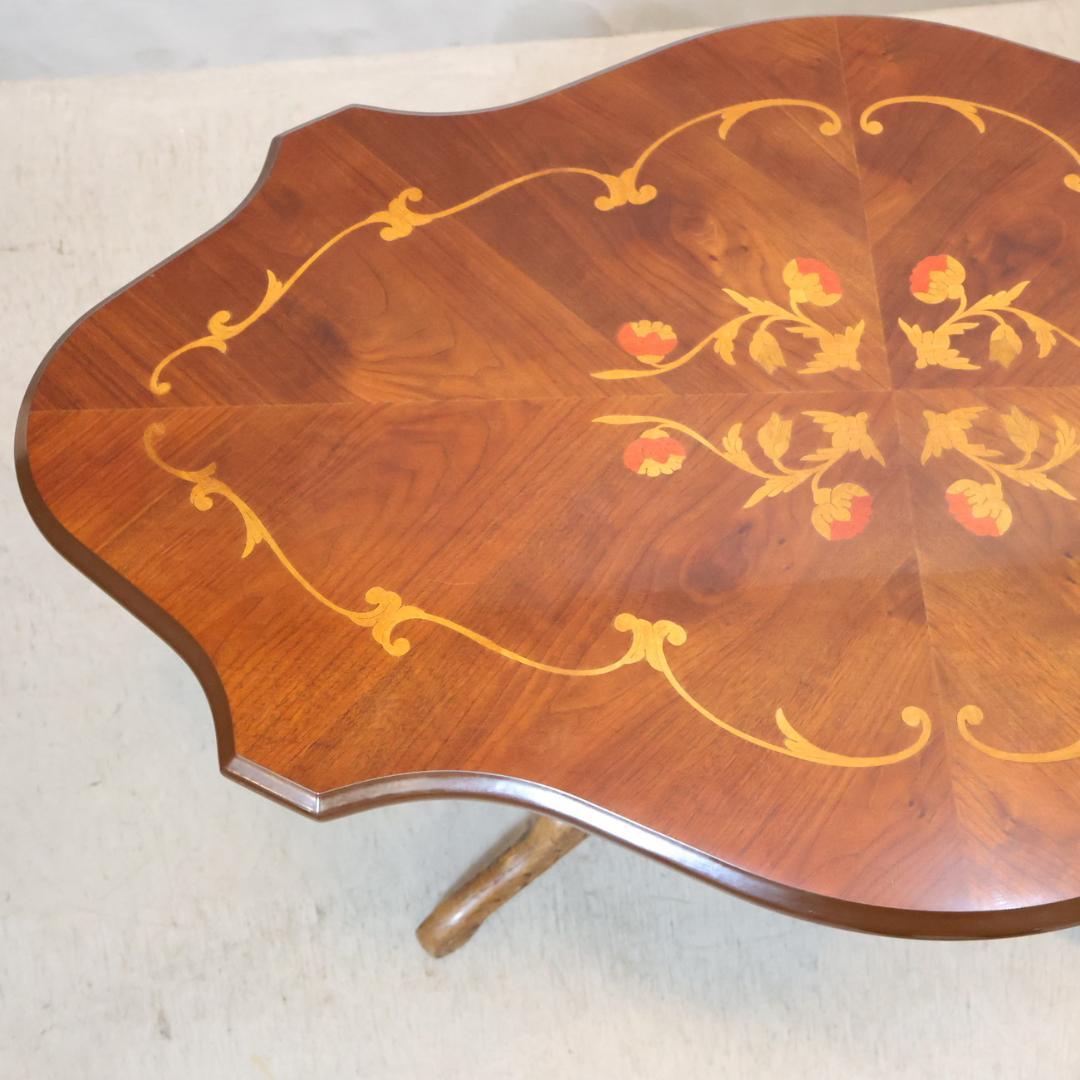 アンティーク調 カフェテーブル 円形 ロココ調 象嵌細工 エレガント 洋風