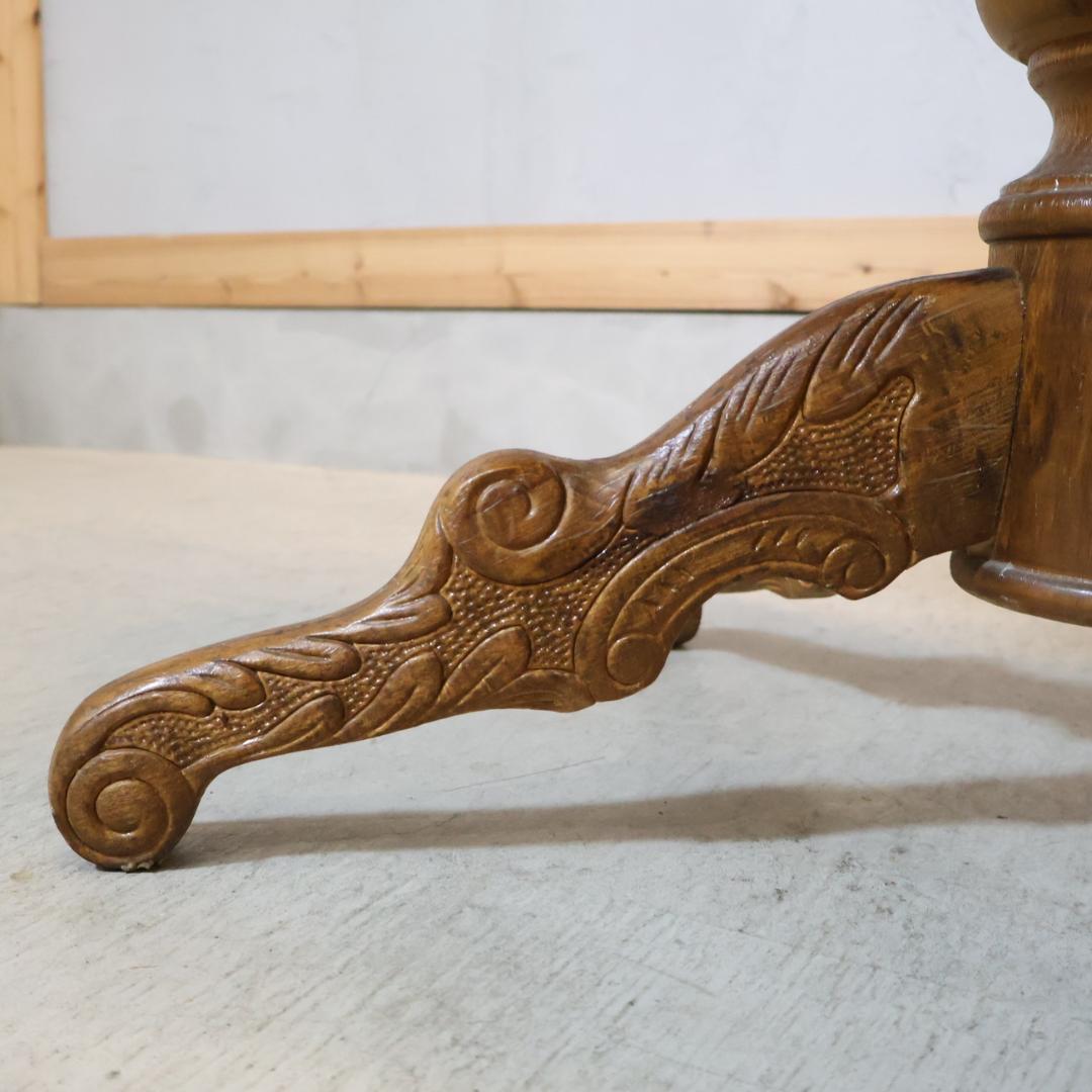 アンティーク調 カフェテーブル 円形 ロココ調 象嵌細工 エレガント 洋風