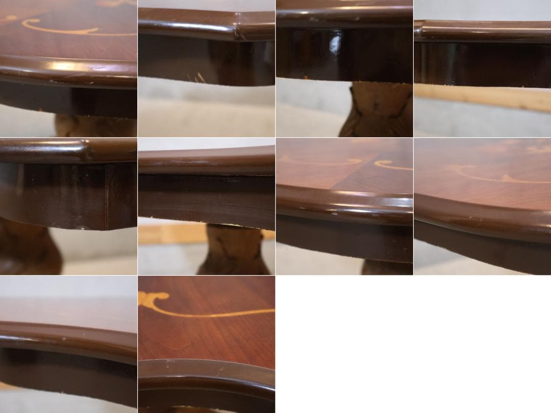 アンティーク調 カフェテーブル 円形 ロココ調 象嵌細工 エレガント 洋風