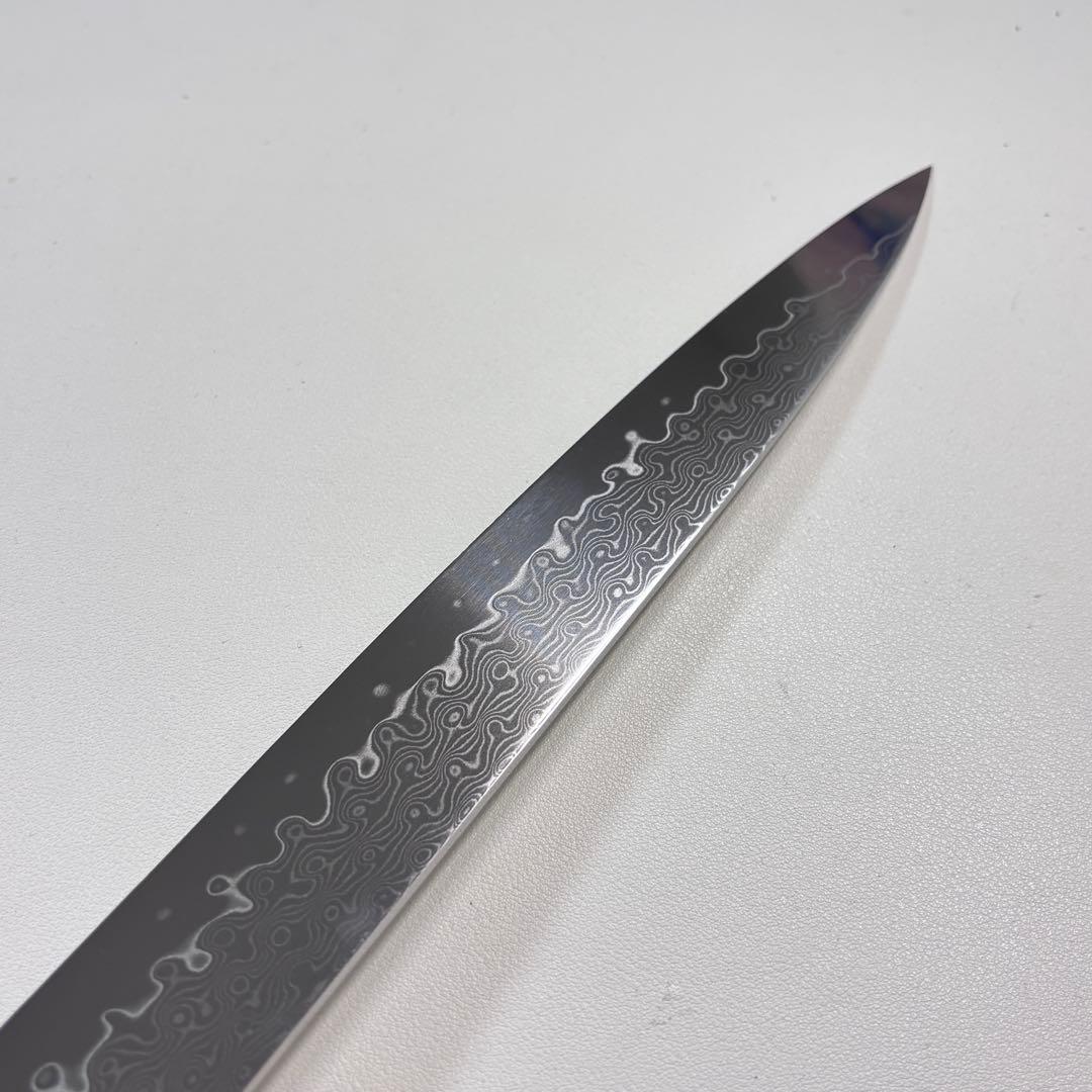 尺　300mm 墨流しダマスカス 柳刃包丁 黒檀本 牛八角柄　刺身包丁 和包丁︑